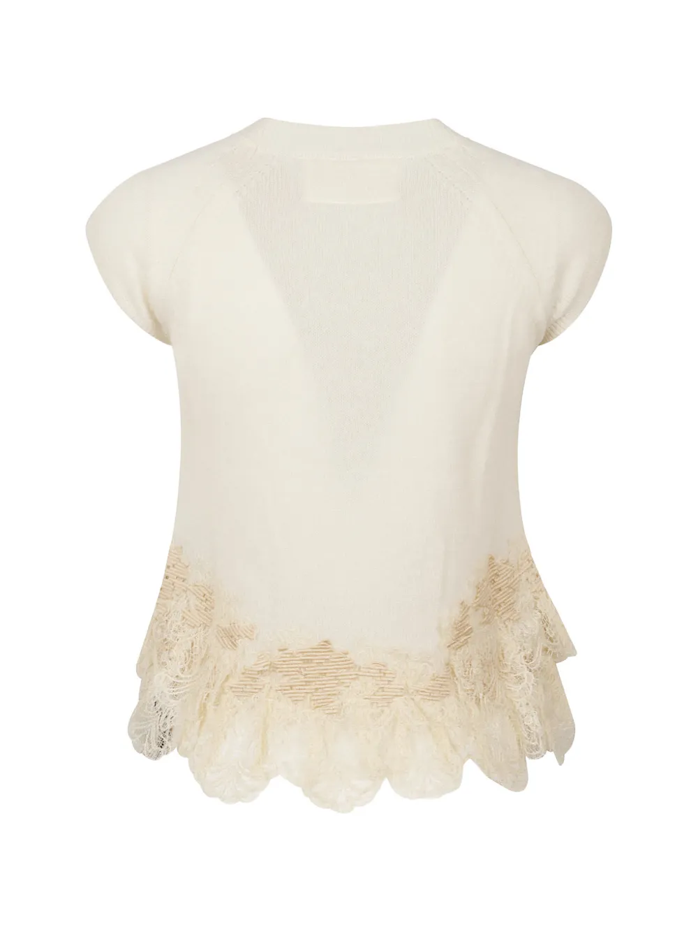 Ermanno Scervino lace-trimmed cashmere top Beige