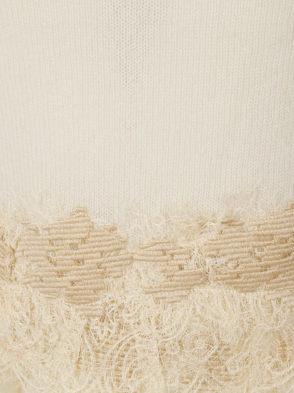 Ermanno Scervino lace-trimmed cashmere top Beige
