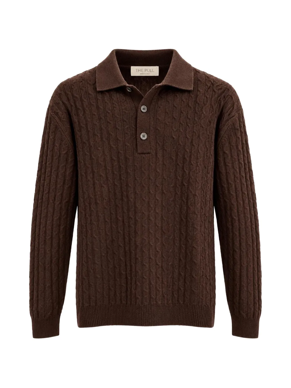 THE PULL cable-knit polo sweater Bruin