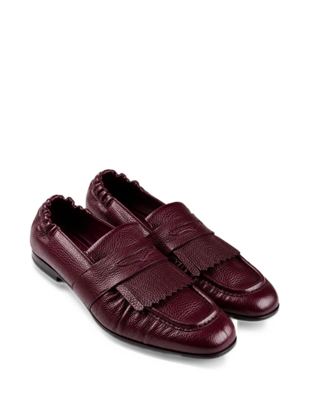 ANIPS x Lidford fringe-detail pebbled leather loafers - Rosso