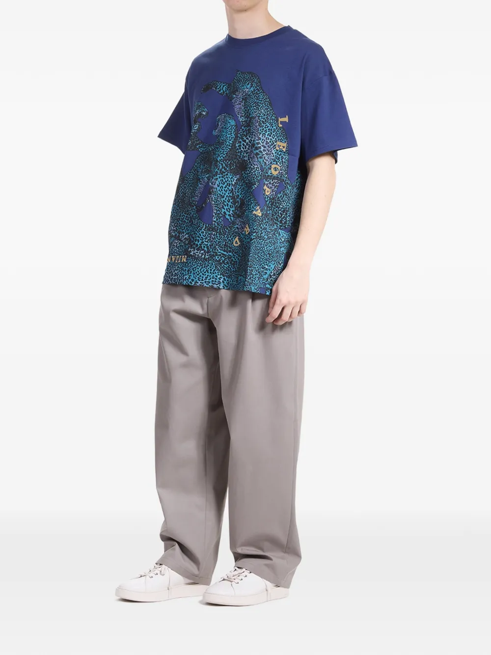 Just Cavalli leopard-print T-shirt Blauw