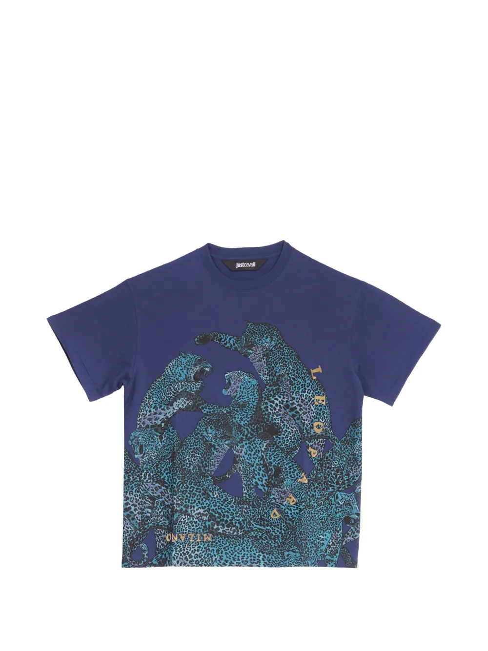Just Cavalli leopard-print T-shirt Blauw