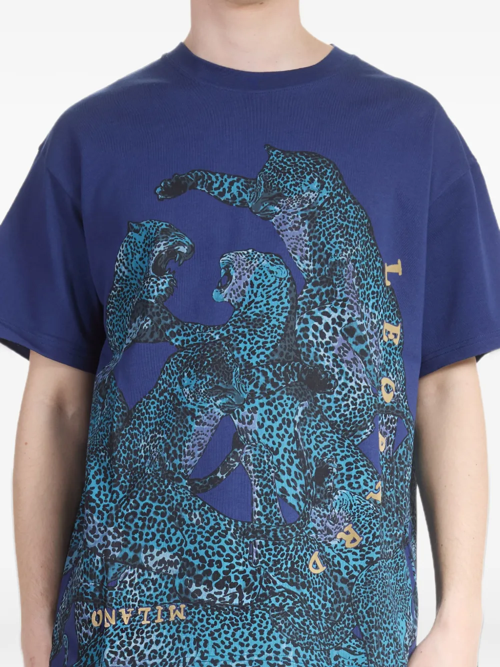 Just Cavalli leopard-print T-shirt Blauw