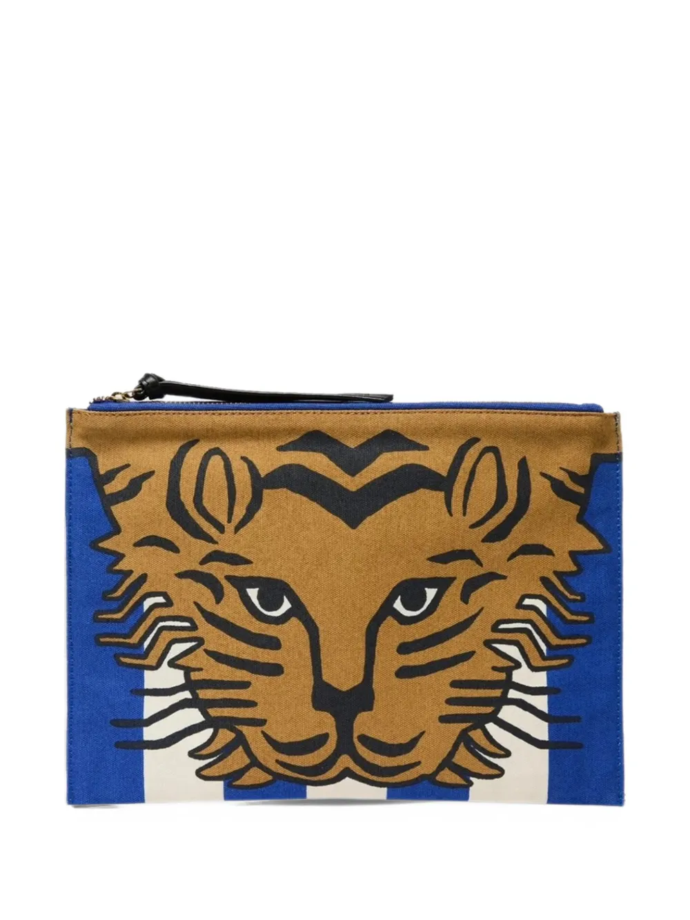 Inoui Editions Clutch Baldo con stampa tigre - Blu