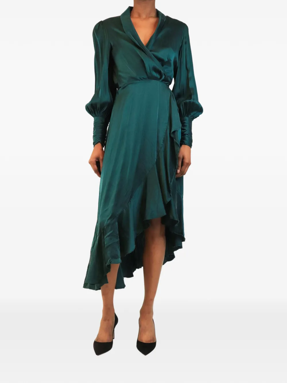 ZIMMERMANN ruffle-trim wrap asymmetric dress - Verde
