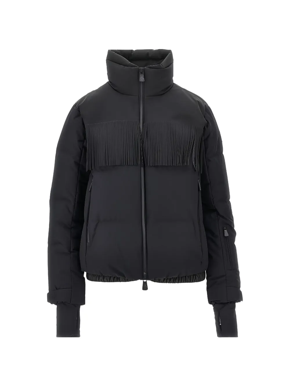 Moncler Grenoble Bessin gewatteerd ski-jack met franje Zwart