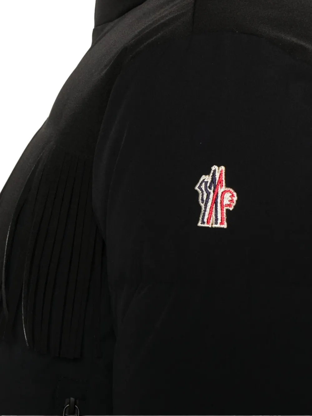 Moncler Grenoble Bessin gewatteerd ski-jack met franje Zwart