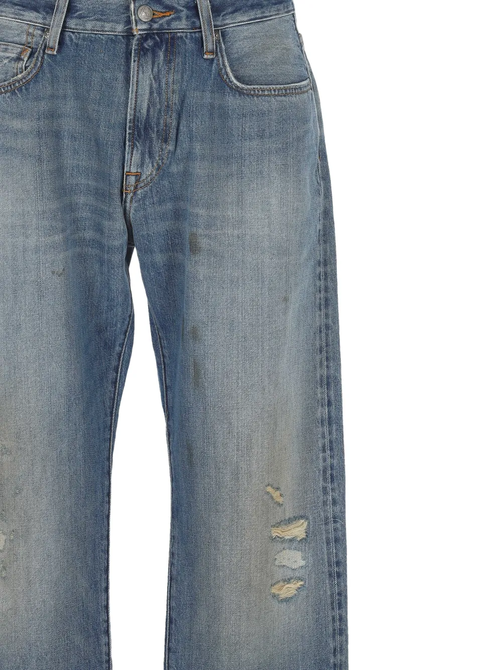 Roy Rogers distressed straight-leg jeans Blauw