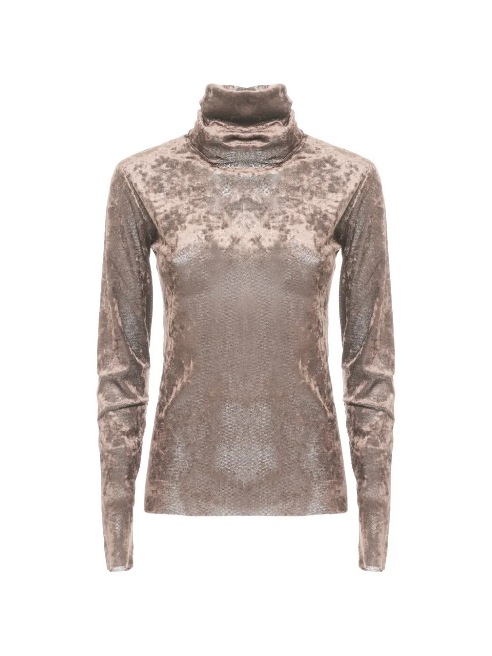 D.Exterior velvet-effect roll-neck sweater Beige