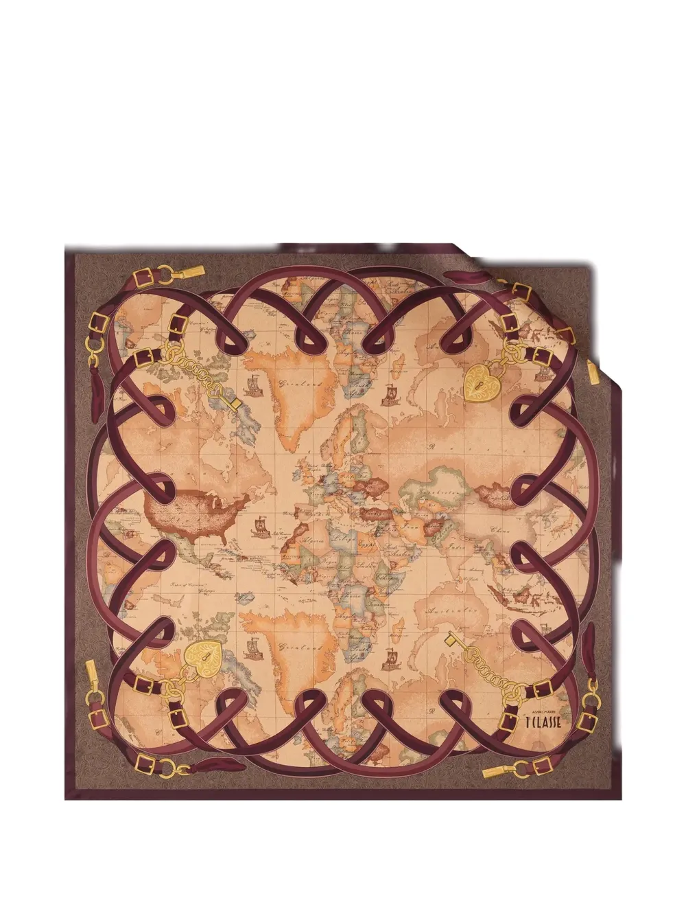 ALVIERO MARTINI 1° CLASSE Geo Country printed silk scarf - Toni neutri