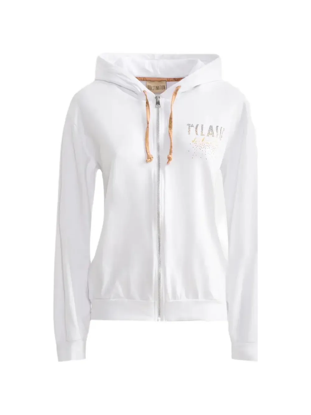 ALVIERO MARTINI 1° CLASSE rhinestone-embellished zip-up hoodie - Bianco