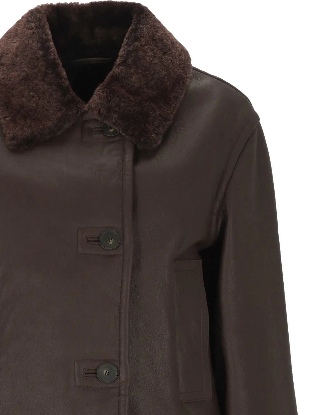 JOSEPH Liri shearling-collar leather jacket Bruin