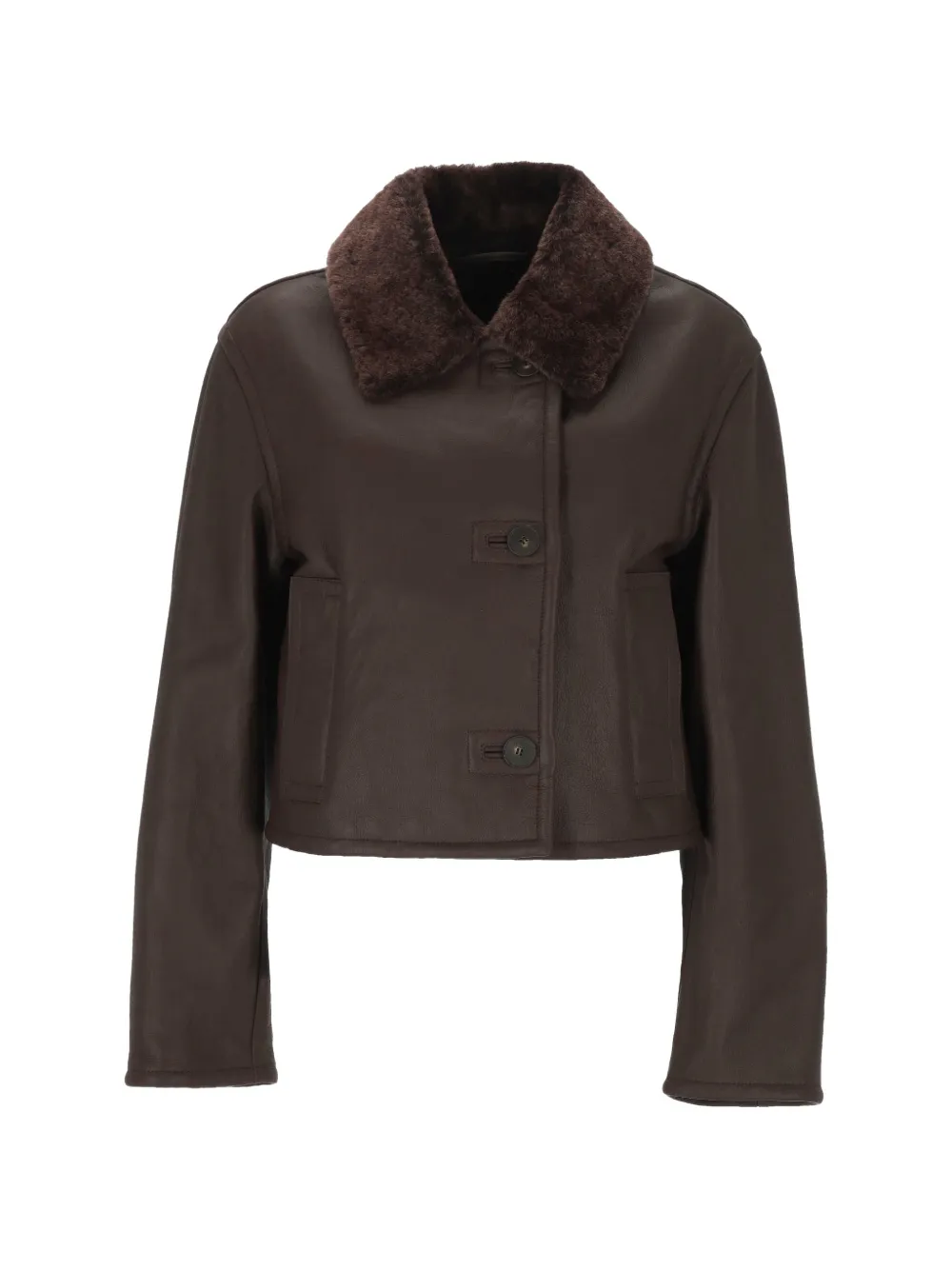 JOSEPH Liri shearling-collar leather jacket Bruin