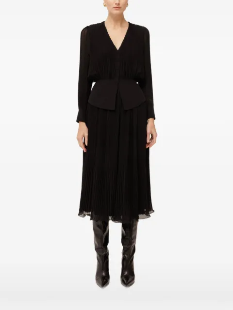 NISSA pleated chiffon V-neck top