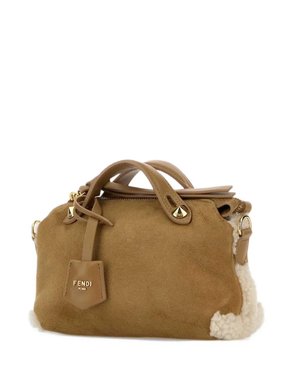 FENDI By The Way soft mini camel-colored shearling mini-bag Bruin