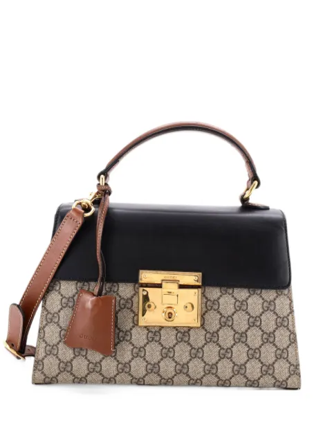 Gucci Pre-Owned Padlock Top Handle Bag GG Coated Canvas and Leather Small satchel