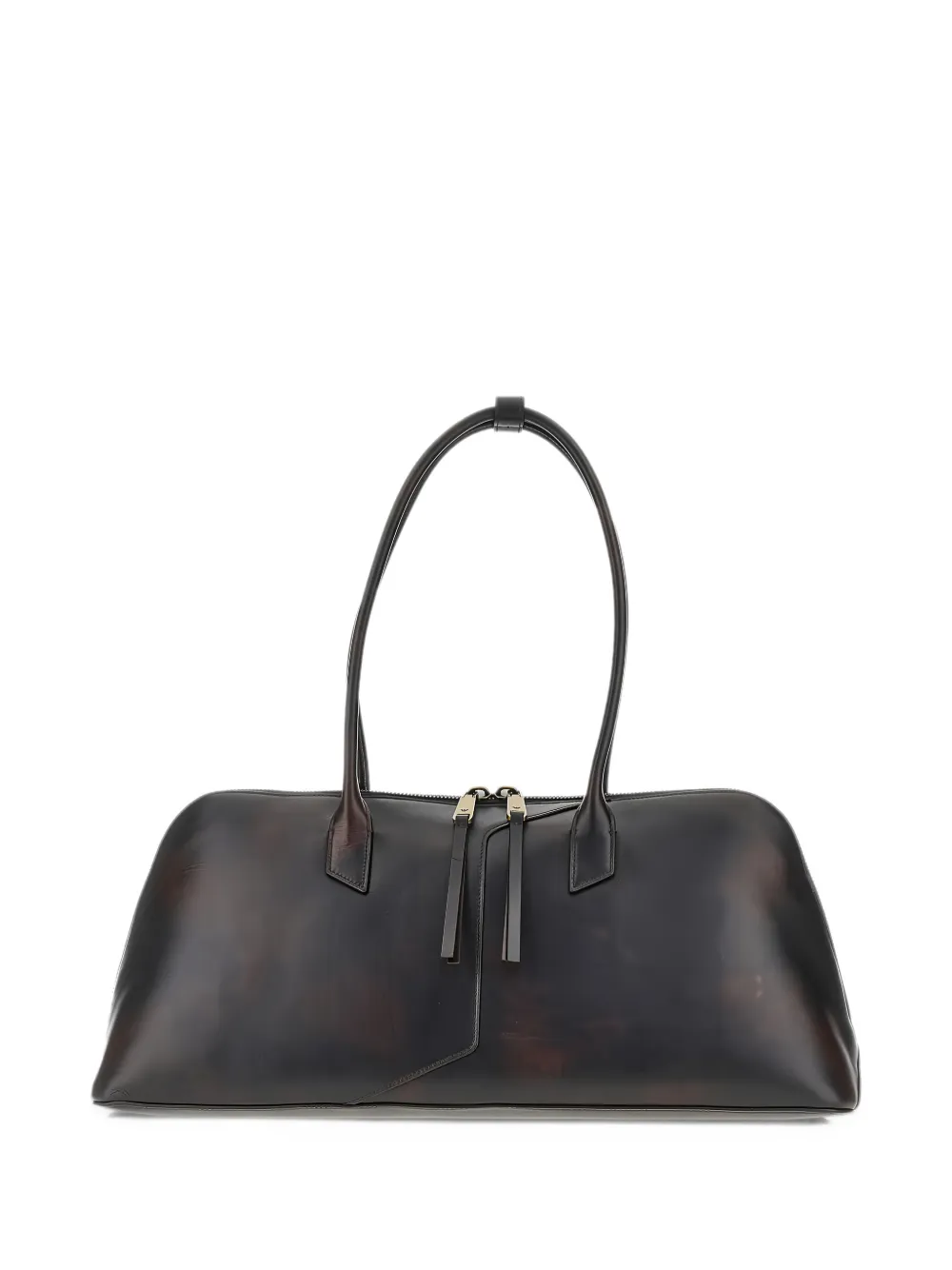 Emporio Armani faded-effect leather shoulder bag - Marrone