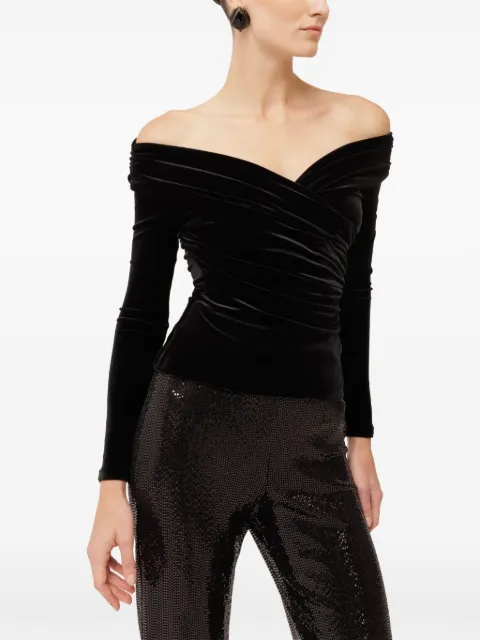 NISSA off-shoulder draped velvet top