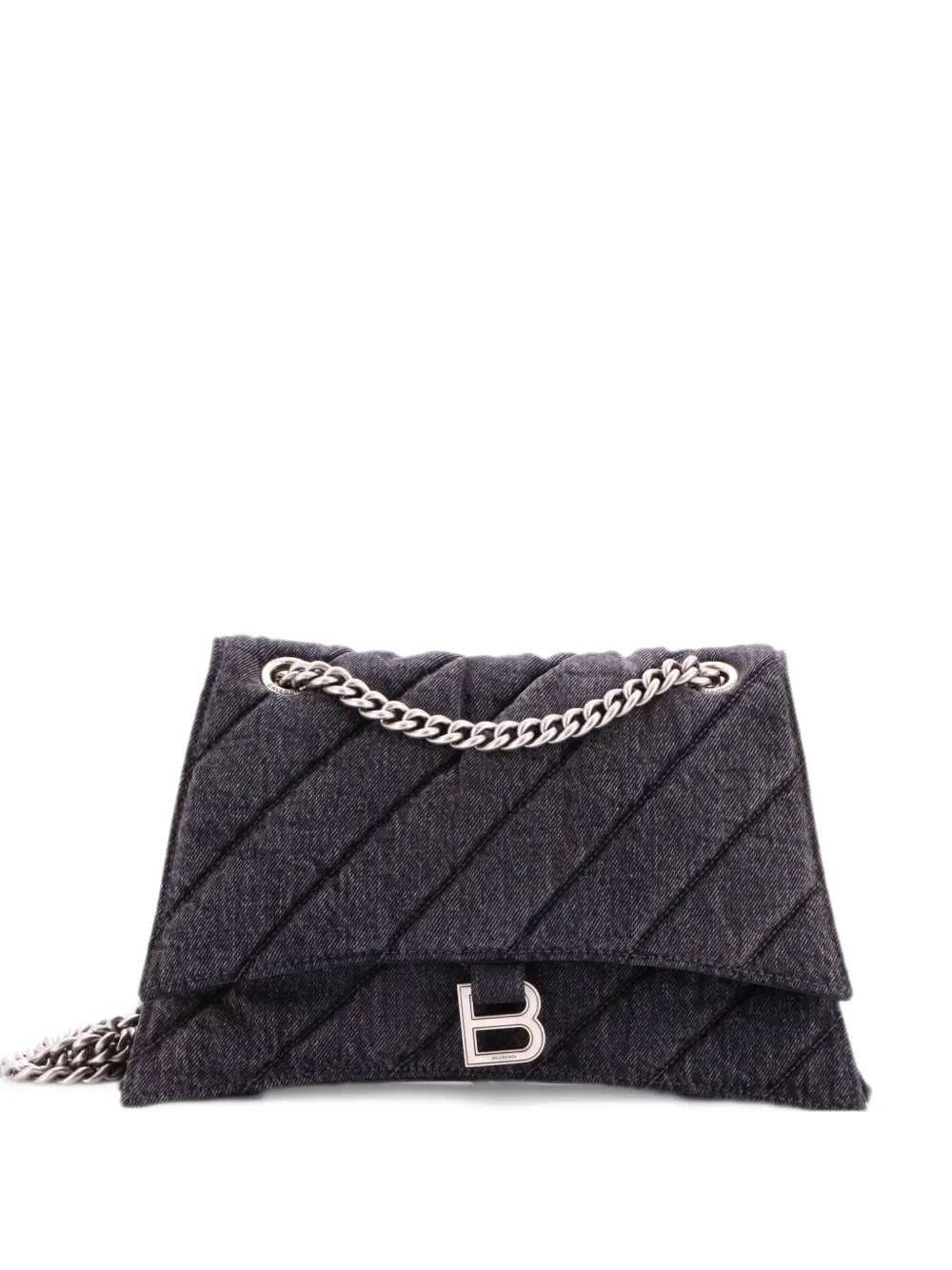 Balenciaga Pre-Owned Crush Chain Flap Bag Quilted Denim Medium shoulder bag - Nero