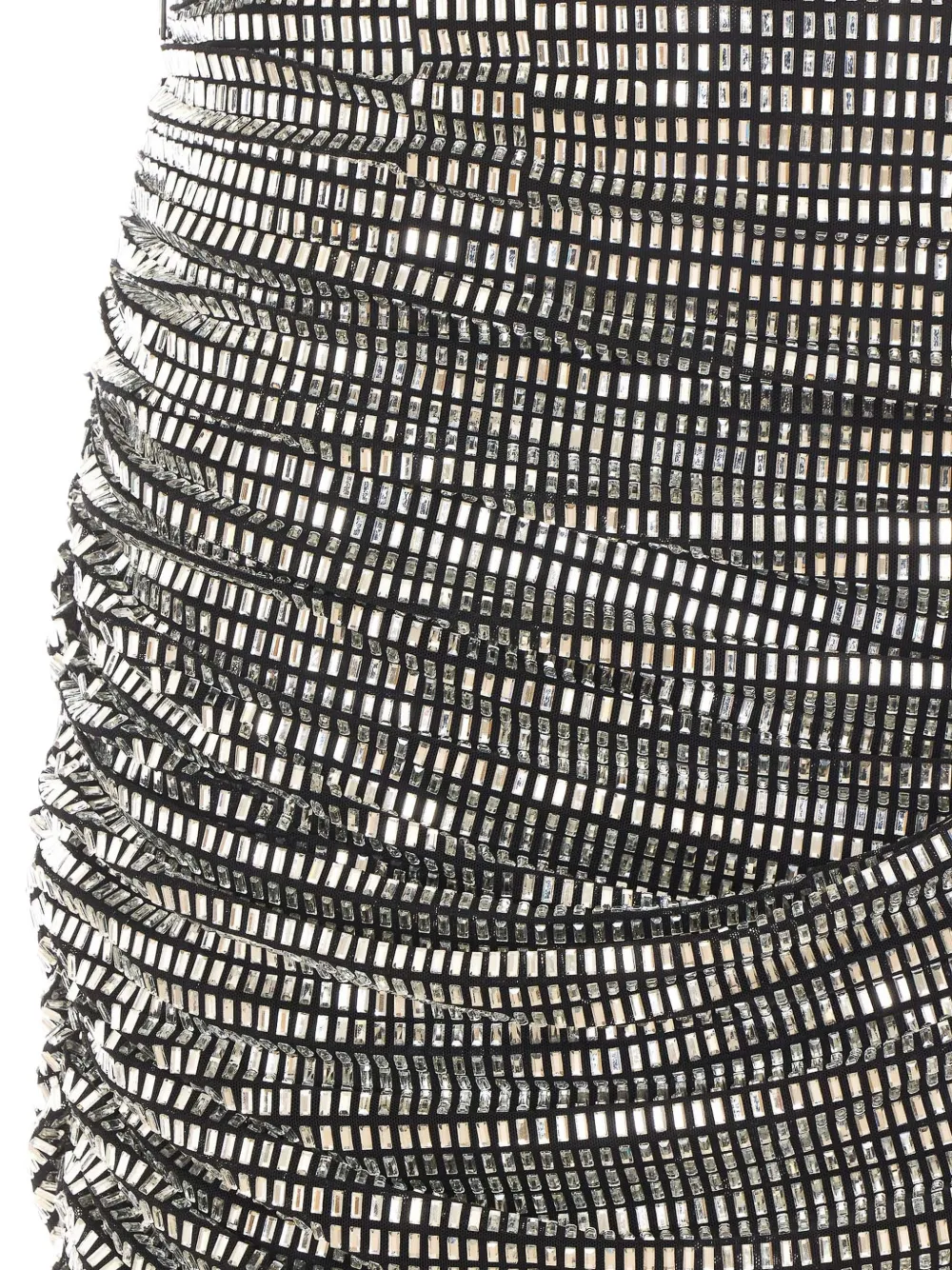 Self-Portrait silver rhinestone draped mini skirt - Nero