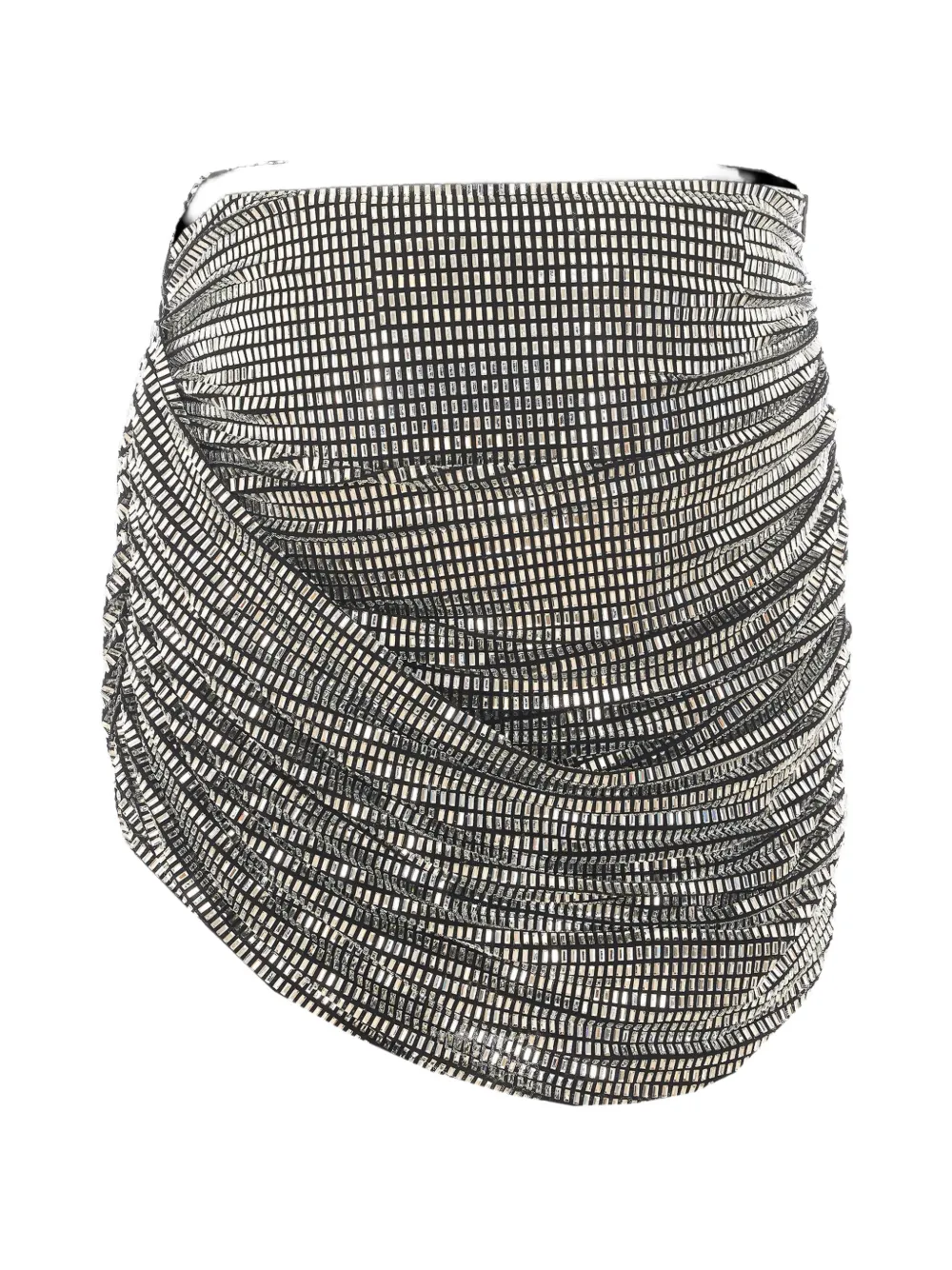 Self-Portrait silver rhinestone draped mini skirt Zwart