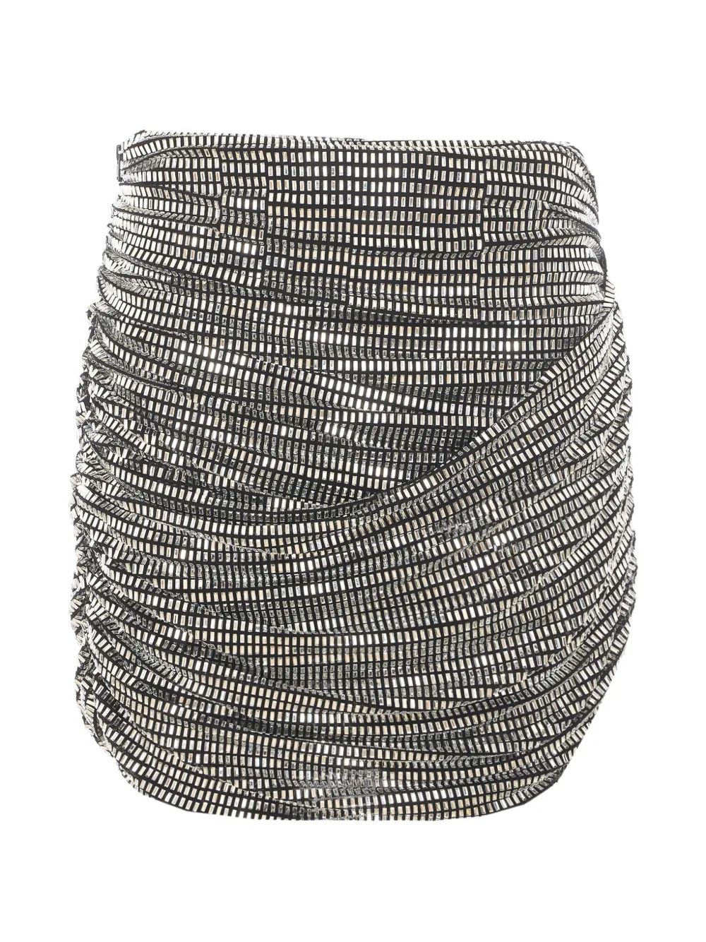 Self-Portrait silver rhinestone draped mini skirt Zwart