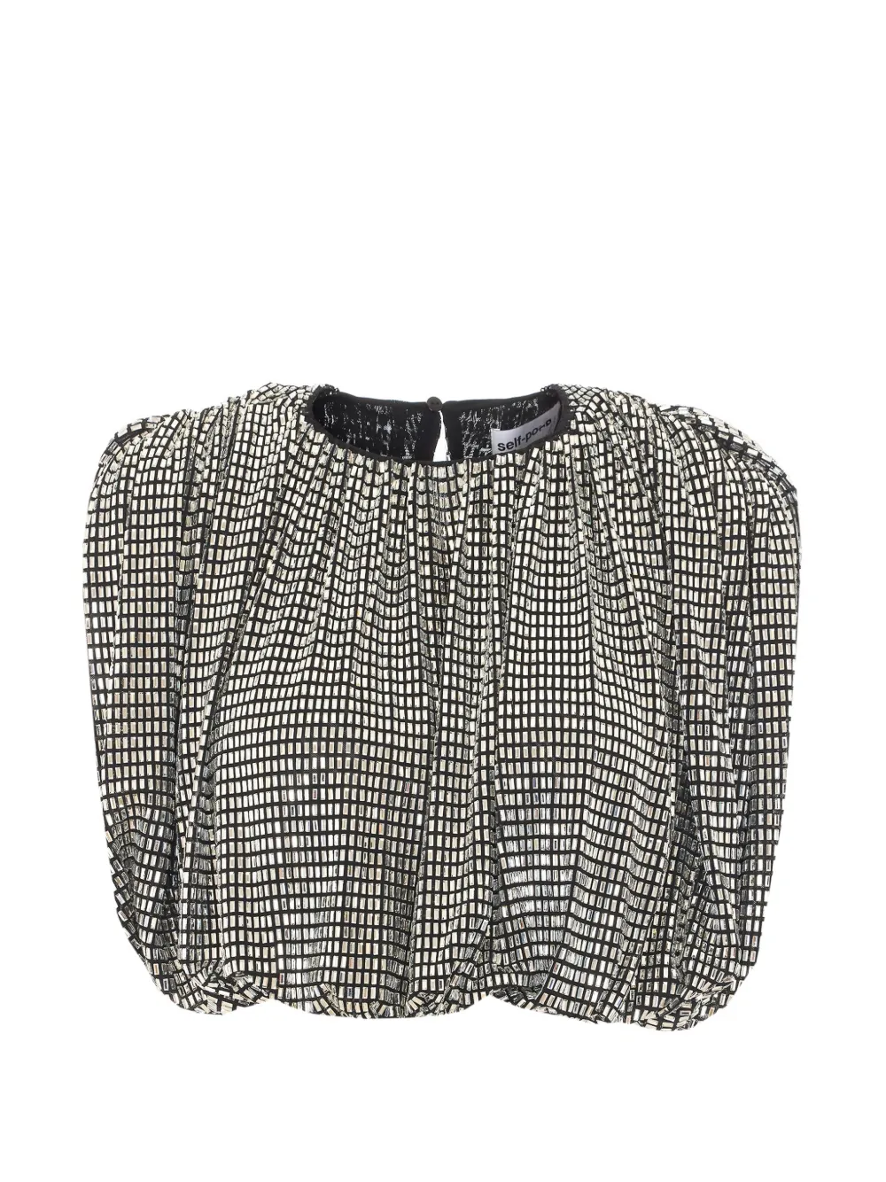 Self-Portrait silver rhinestone drape top - Effetto metallizzato