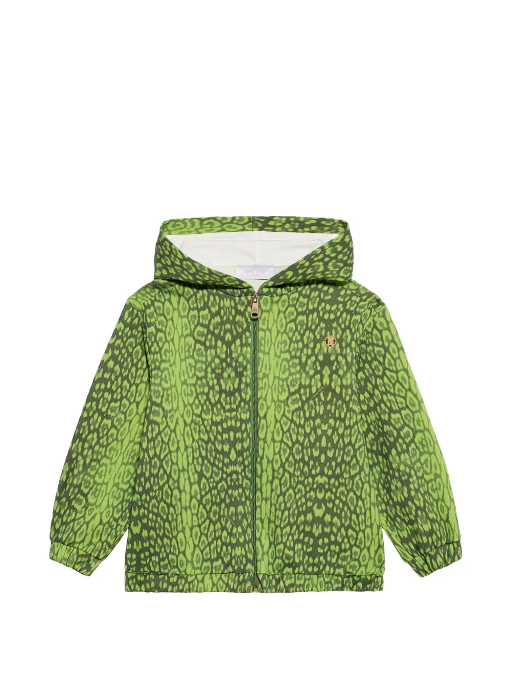 Roberto Cavalli Junior leopard-print zip-up hoodie - Verde