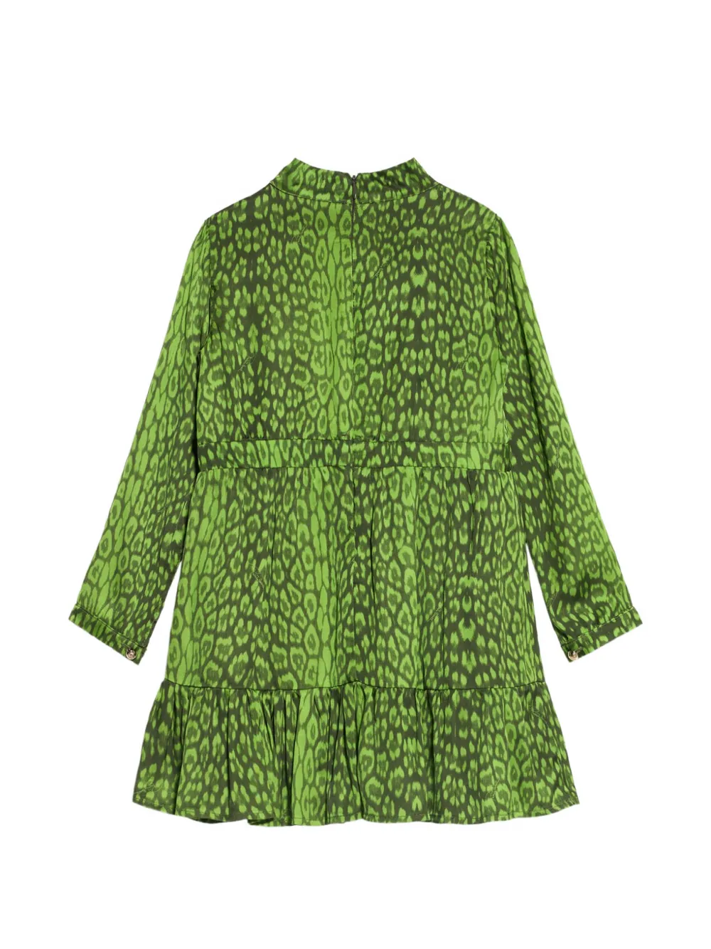 Roberto Cavalli Junior leopard-print bow-detail dress Groen