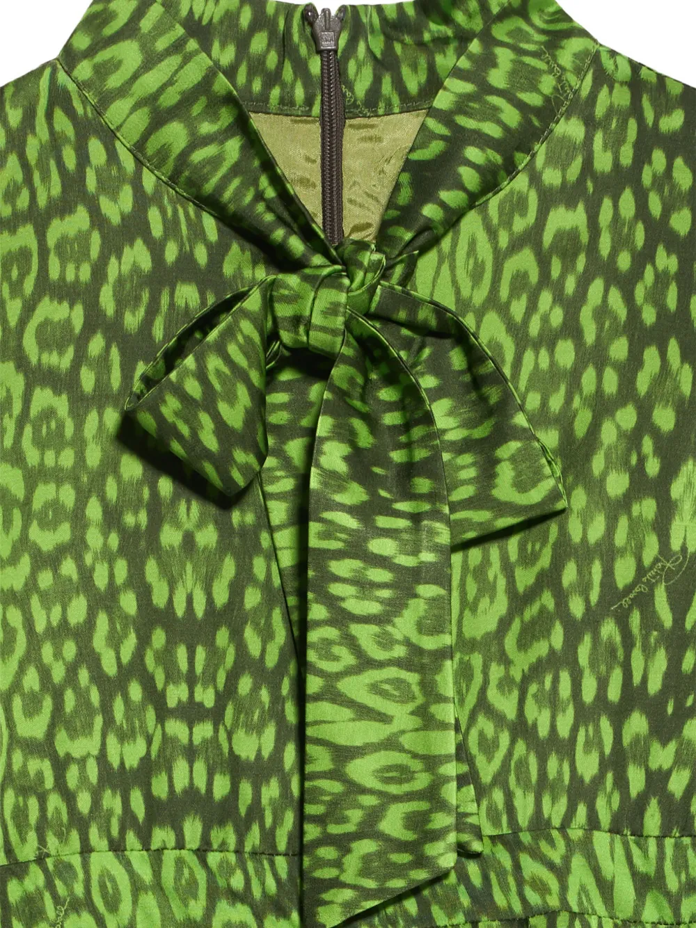 Roberto Cavalli Junior leopard-print bow-detail dress Groen