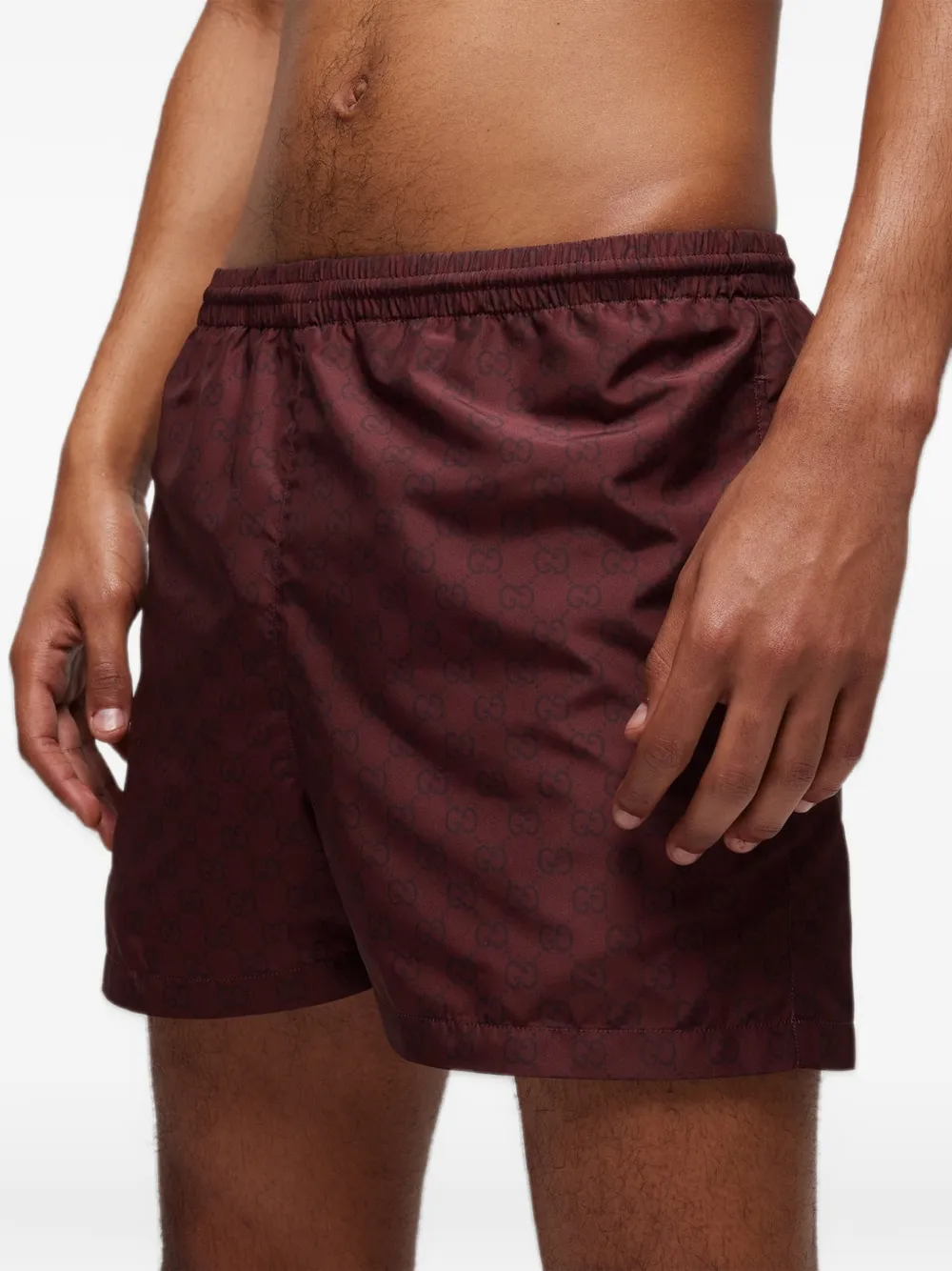 Gucci printed polyester poplin swim shorts Rood