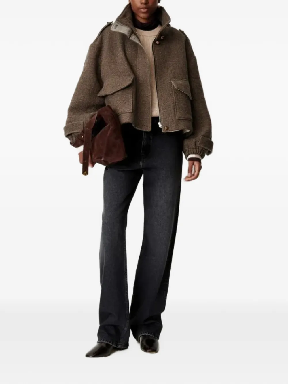 Sessùn Mean Streets high-neck epaulette jacket Bruin