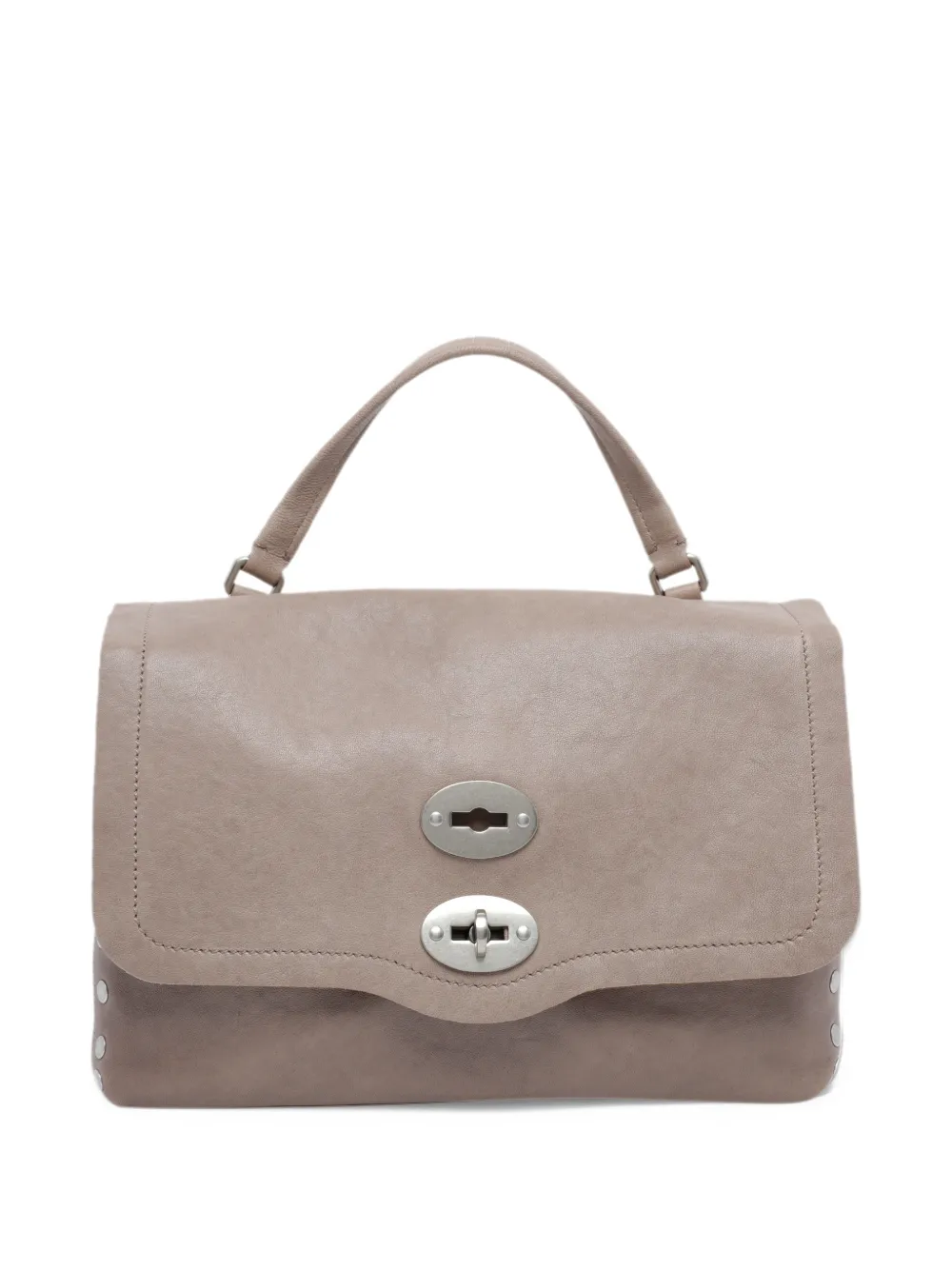 Zanellato Postina stud-embellished leather clutch bag Grijs
