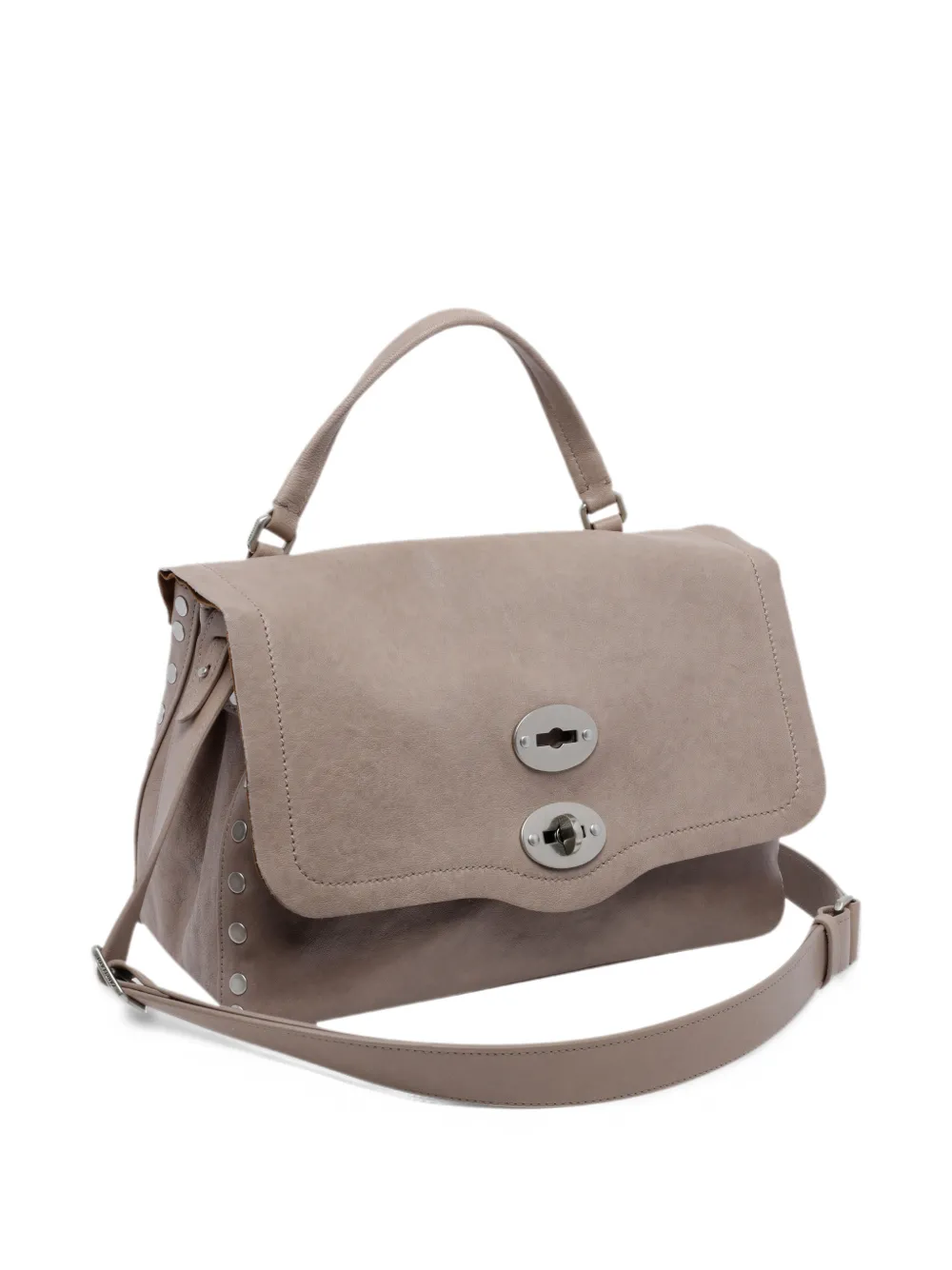 Zanellato Postina stud-embellished leather clutch bag Grijs