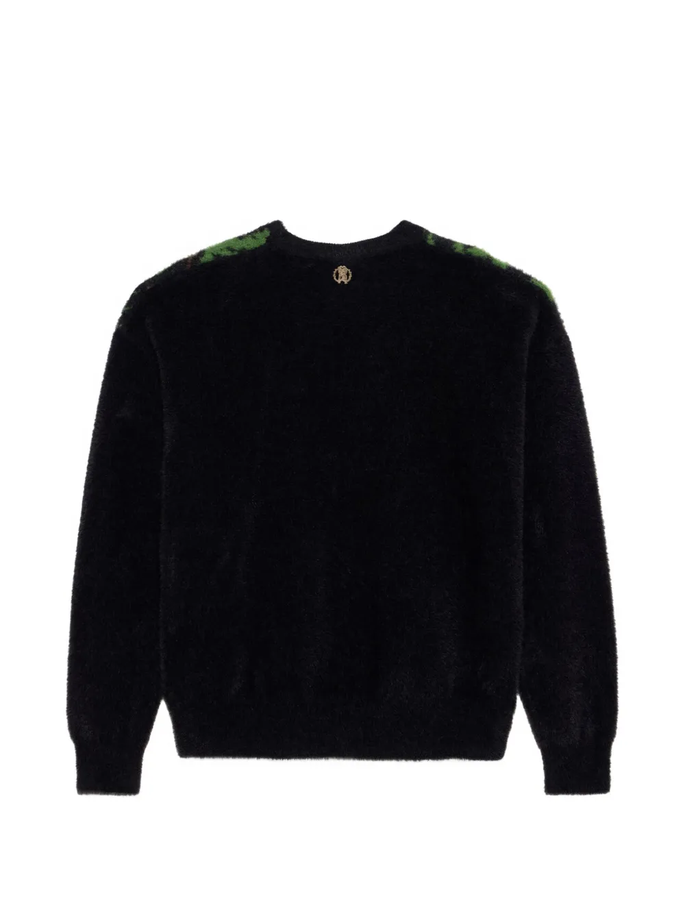 Roberto Cavalli Junior leopard-intarsia fluffy-knit sweater Zwart