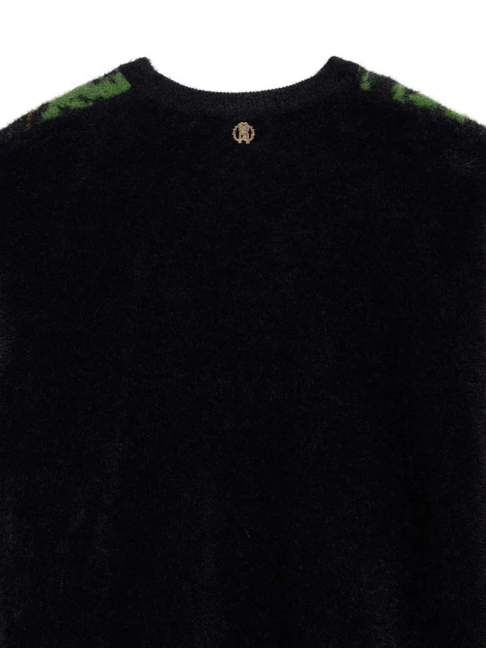 Roberto Cavalli Junior leopard-intarsia fluffy-knit sweater Zwart