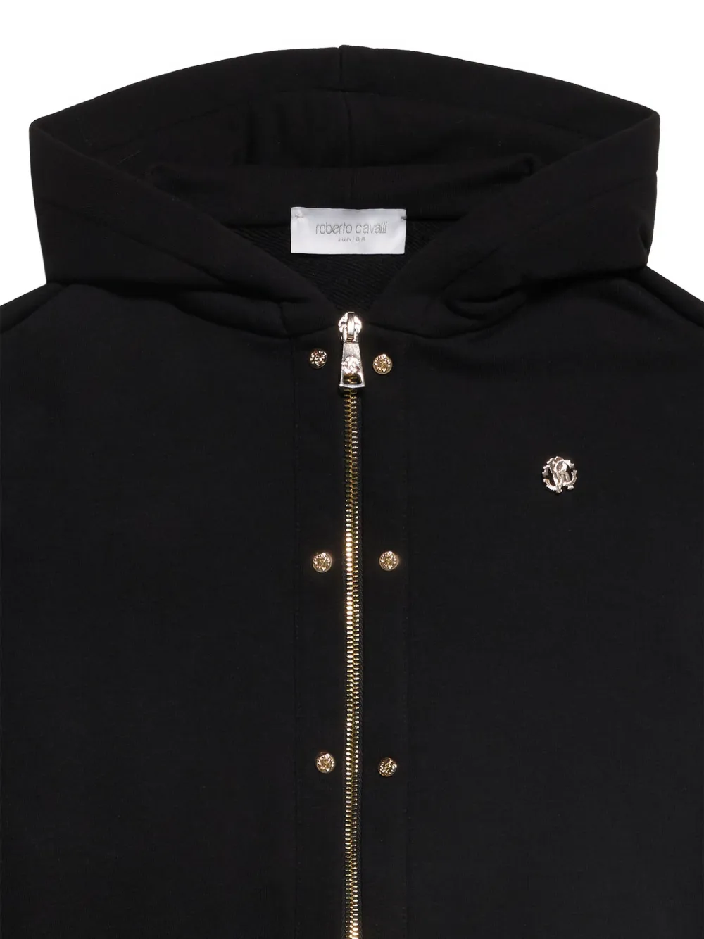 Roberto Cavalli Junior logo-plaque zip-yp hoodie Zwart