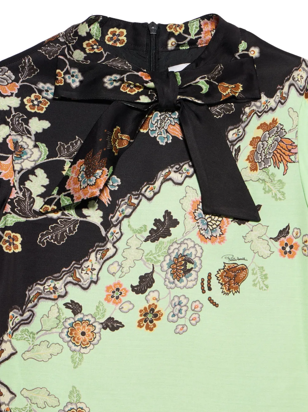 Roberto Cavalli Junior floral-print ruffled dress Zwart