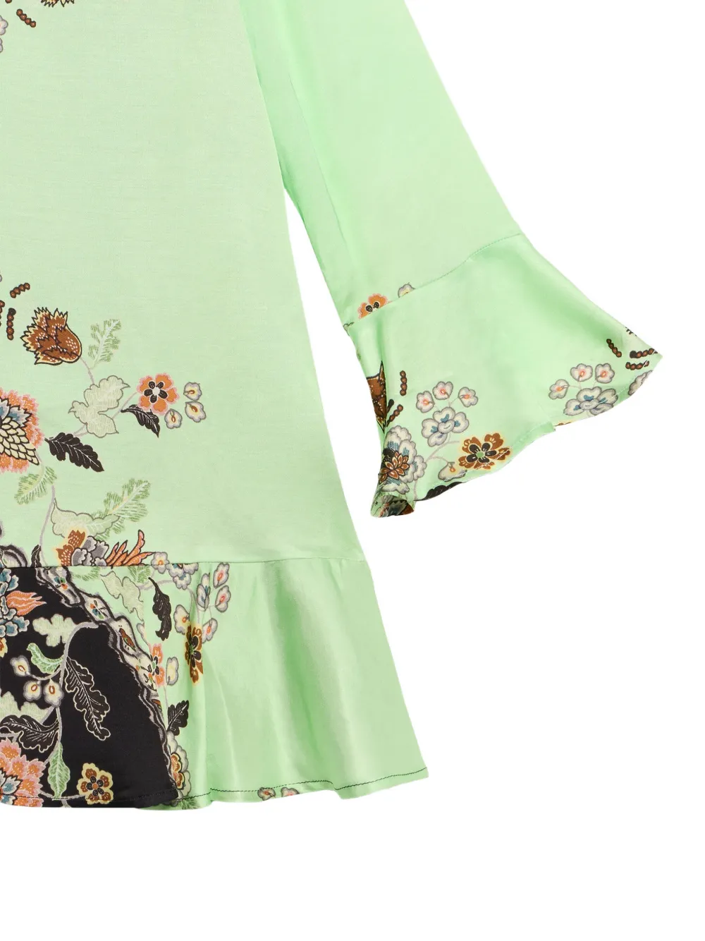 Roberto Cavalli Junior floral-print ruffled dress Zwart