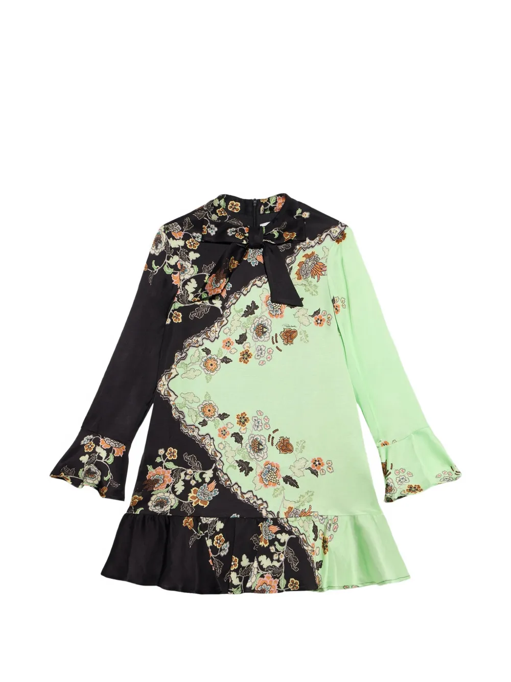 Roberto Cavalli Junior floral-print ruffled dress Zwart