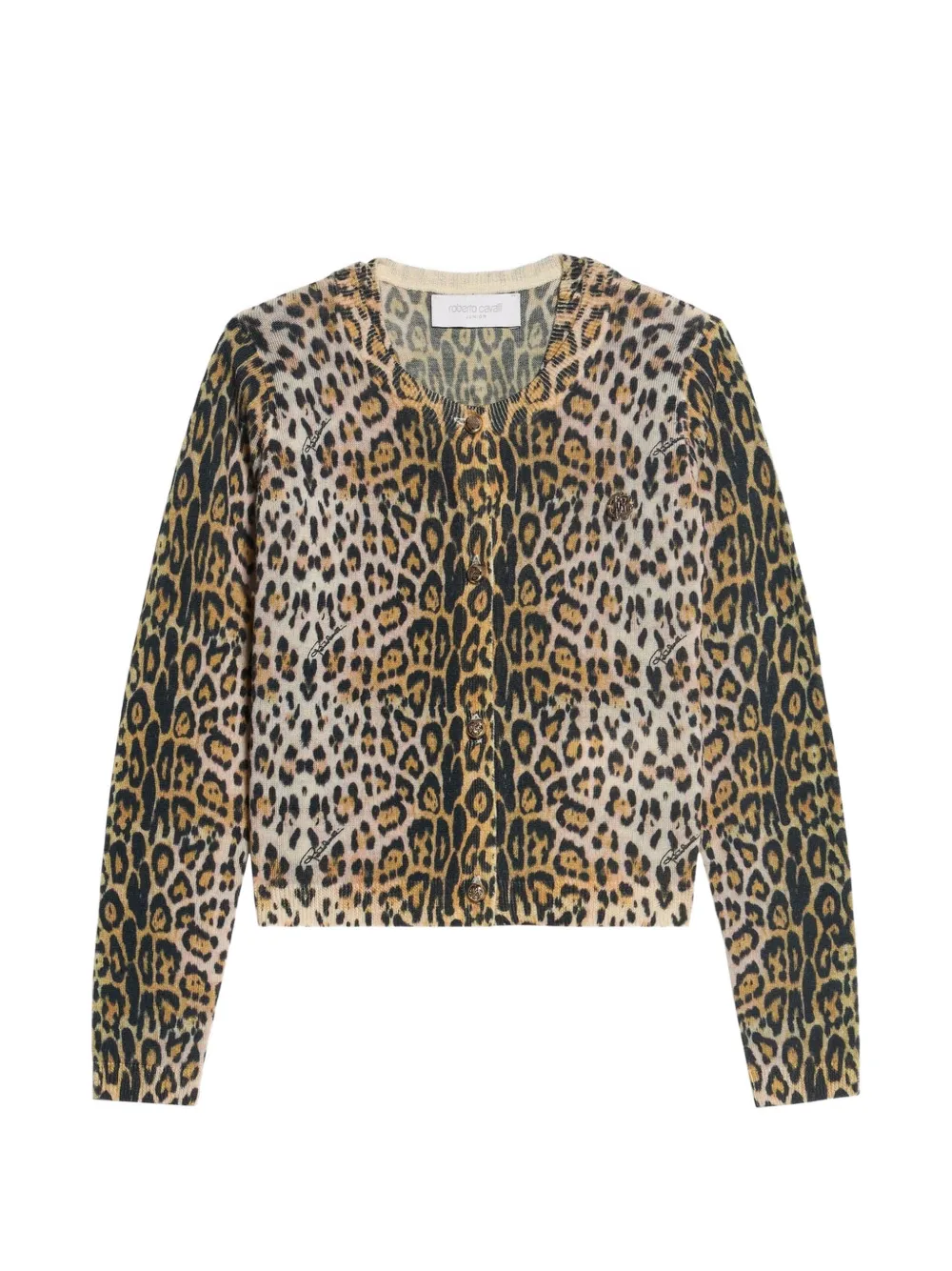 Roberto Cavalli Junior leopard-print button-up cardigan - Marrone