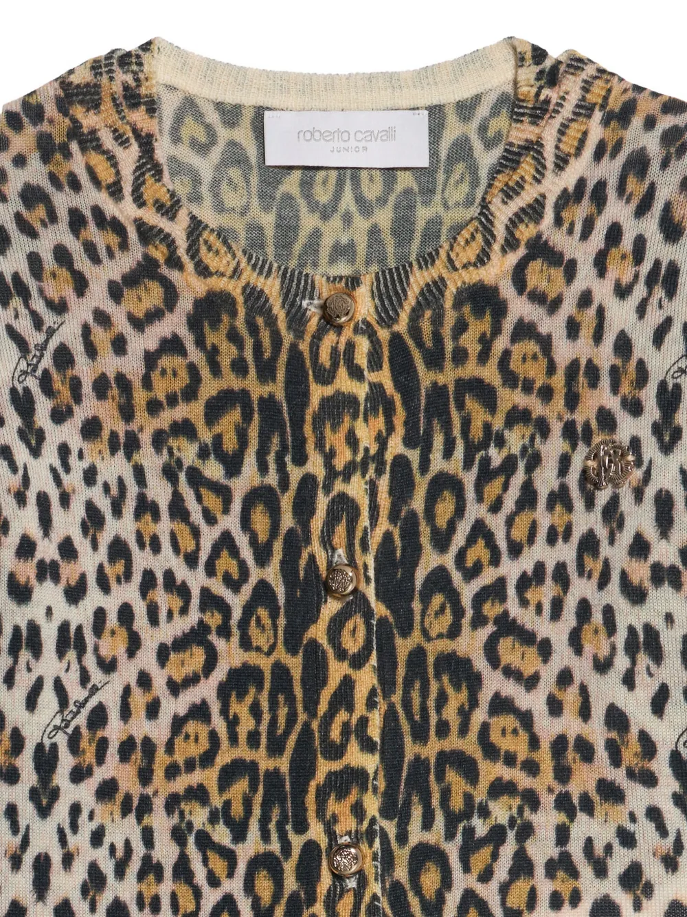 Roberto Cavalli Junior leopard-print button-up cardigan Bruin