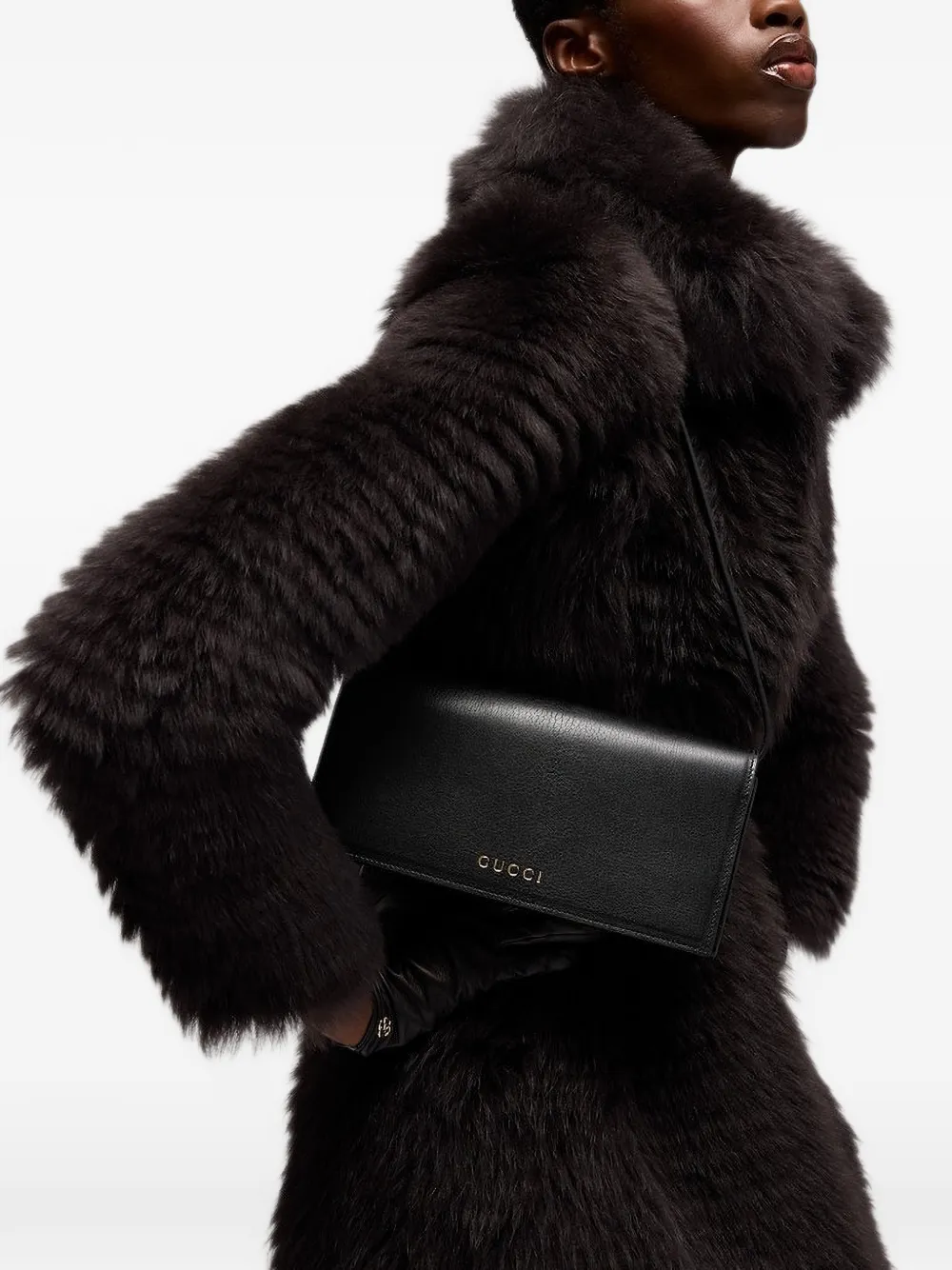 Gucci mini bag with lettering Zwart