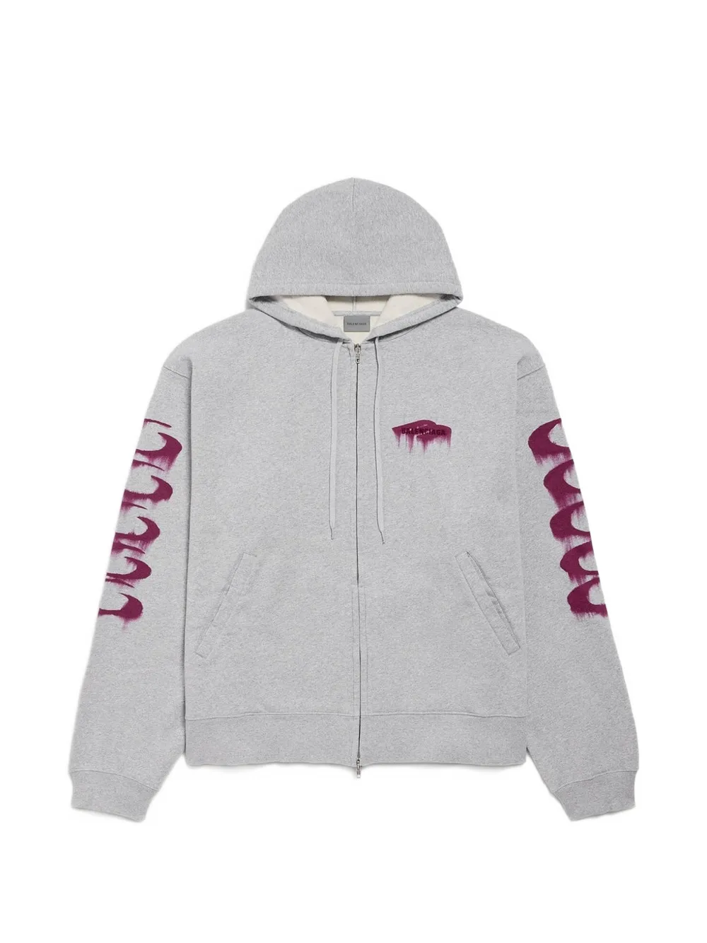 Balenciaga wet brush oversized zip-up hoodie in light heather grey Grijs