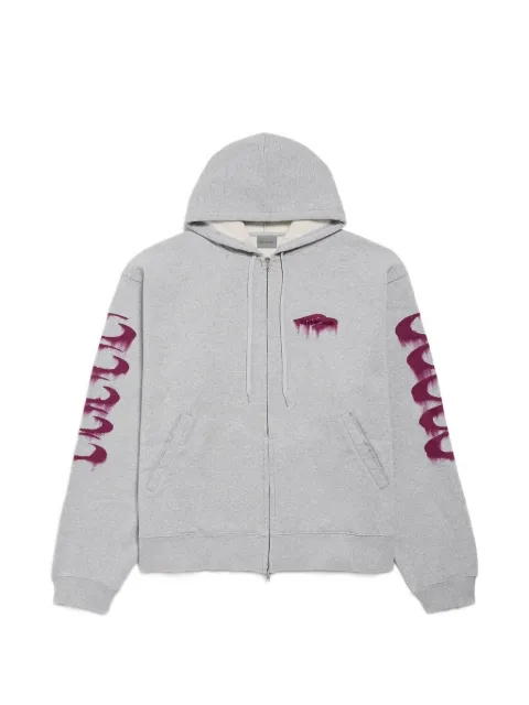 Balenciaga wet brush oversized zip-up hoodie in light heather grey