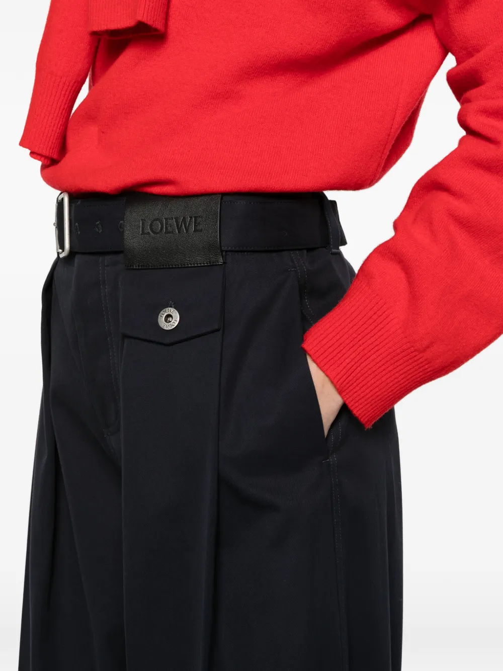 LOEWE trousers in cotton and silk Zwart