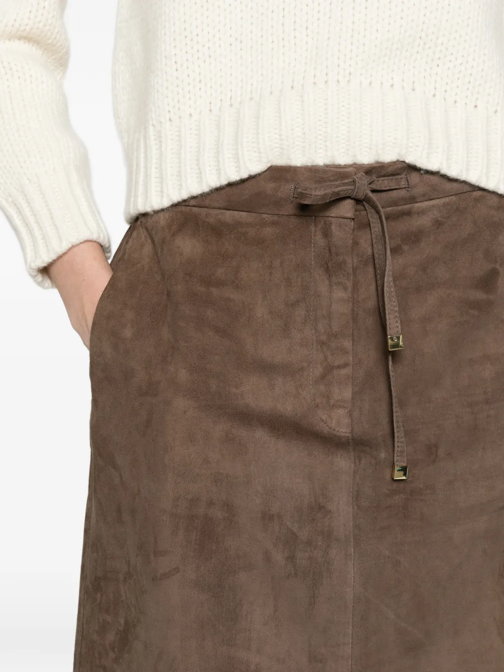 Max Mara suede midi skirt Mud Bruin