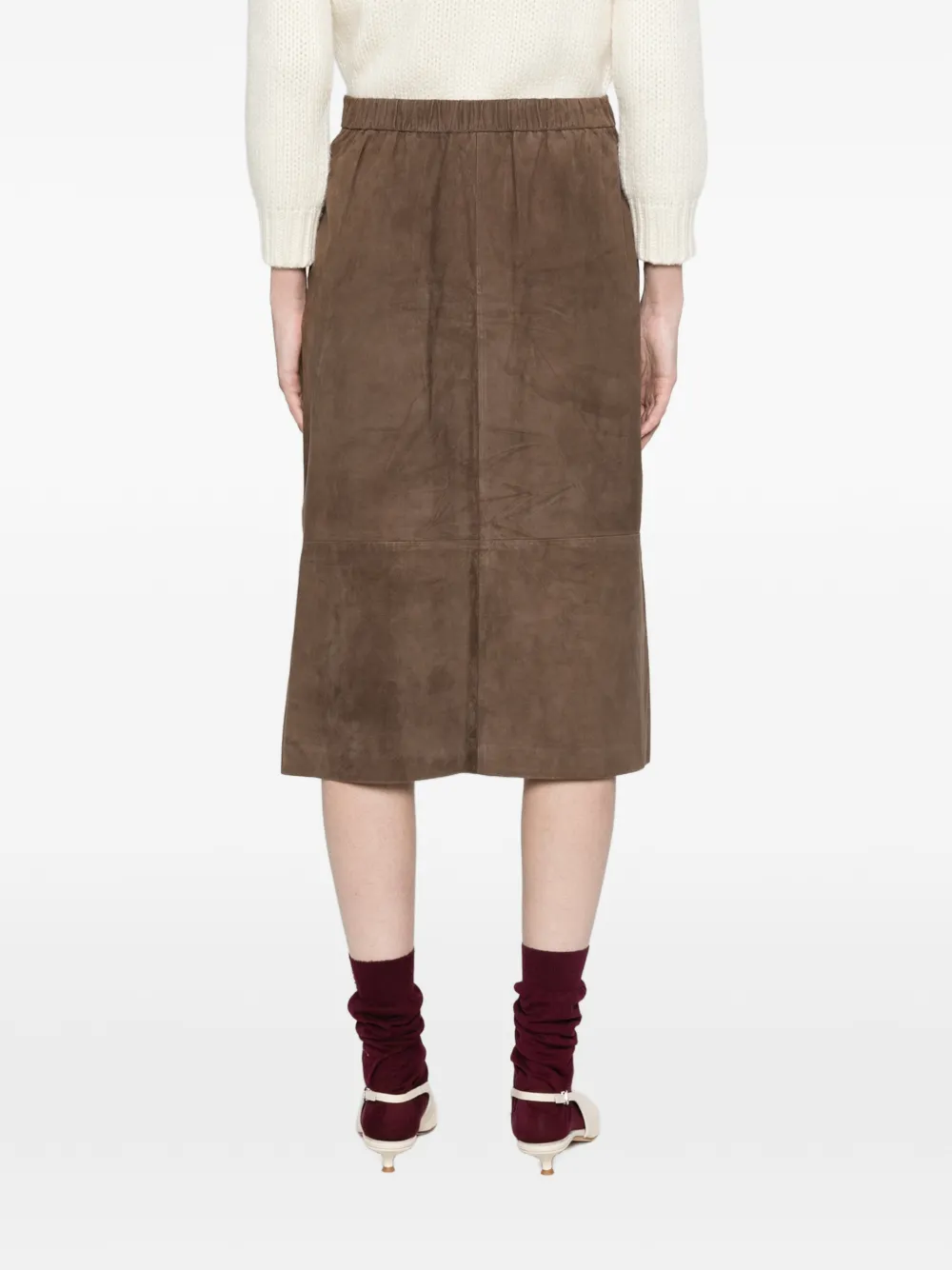 Max Mara suede midi skirt Mud Bruin