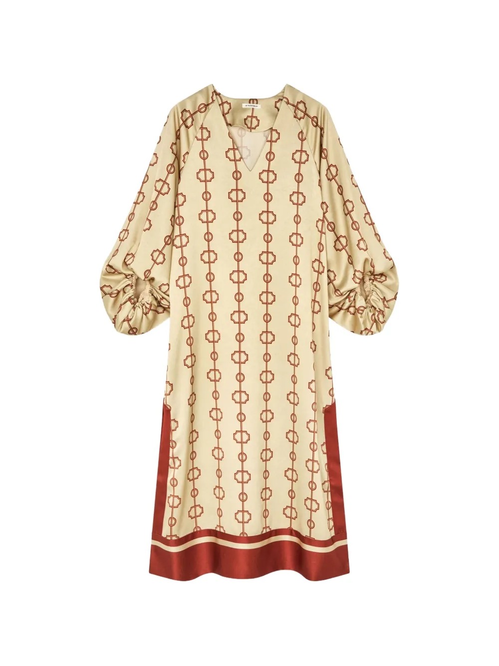 By Malene Birger Semira Parisian Scarf-print midi dress Beige