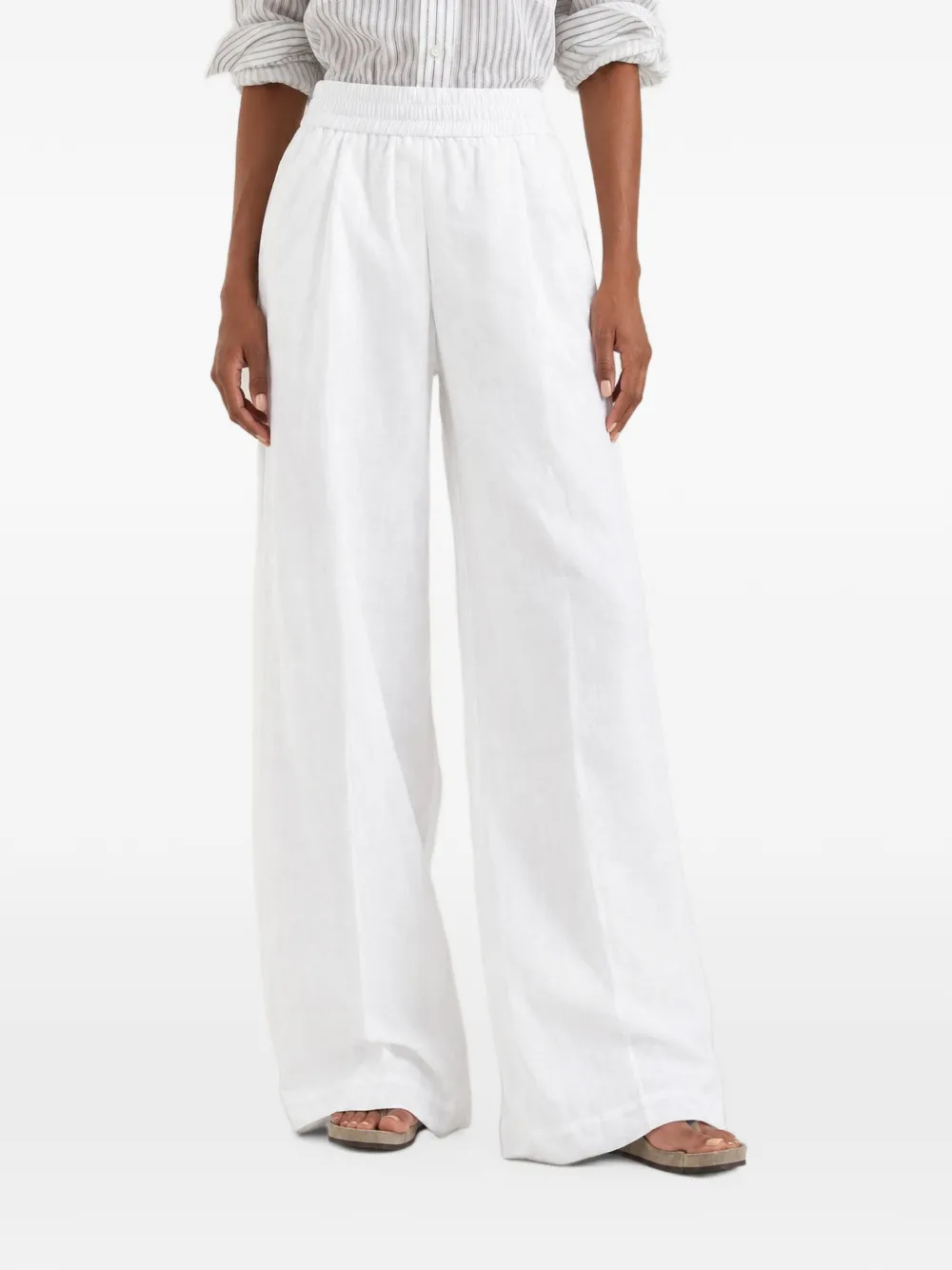Brunello Cucinelli pleated wide-leg trousers Wit